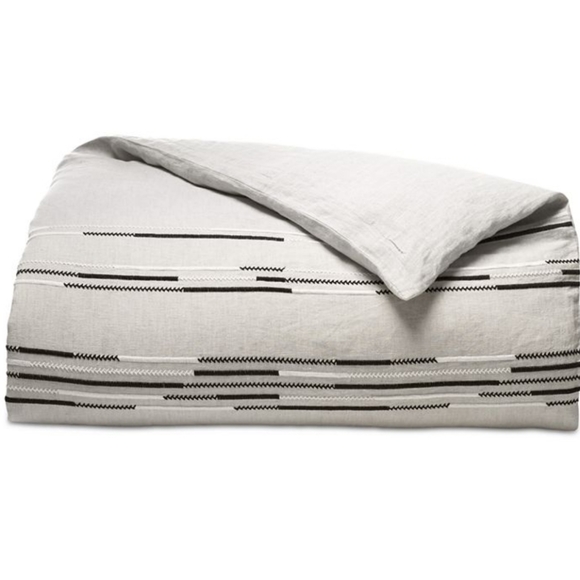 HOTEL COLLECTION Global Stripe Linen King Duvet Cover & 2 Standard Shams - Picture 15 of 16